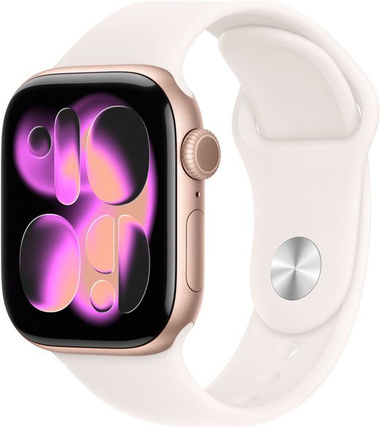 Apple Watch Series 11 GPS + Cellular 42mm Rose Gold Aluminium Case with Light Blush Sport Band - S/M