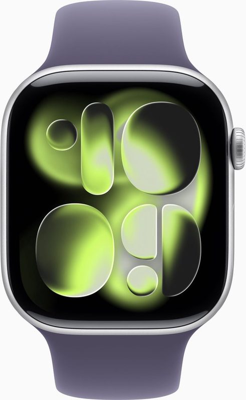 Apple Watch Series 11 GPS + Cellular 42mm Silver Aluminium Case with Purple Fog Sport Band - M/L