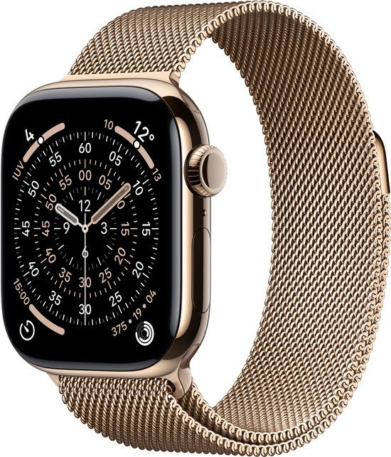 Apple Watch Series 11 GPS + Cellular 42mm Gold Titanium Case with Gold Milanese Loop