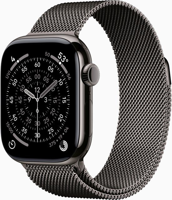 Apple Watch Series 11 GPS + Cellular 42mm Slate Titanium Case with Slate Milanese Loop