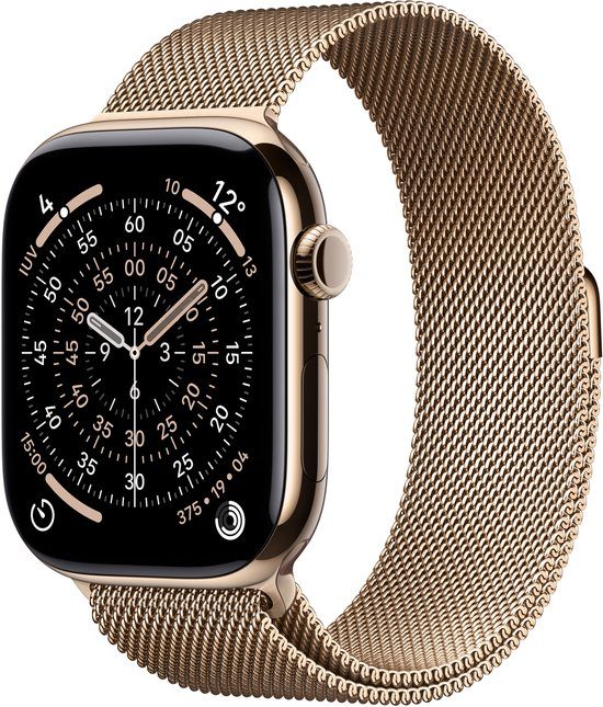 Apple Watch Series 11 GPS + Cellular 46mm Gold Titanium Case with Gold Milanese Loop - M/L