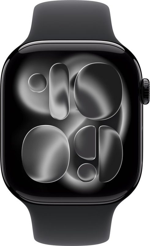 Apple Watch Series 11 GPS + Cellular 46mm Jet Black Aluminium Case with Black Sport Band - M/L