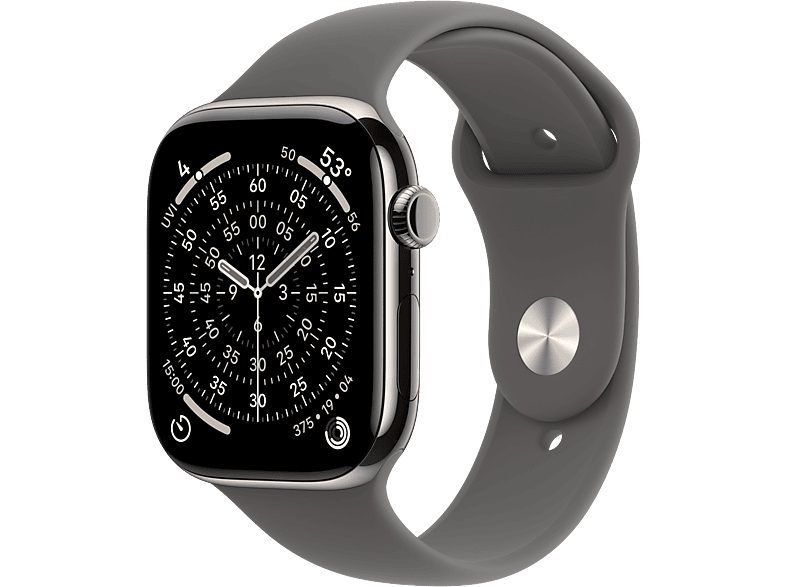 Apple Watch Series 11 GPS + Cellular 46mm Natural Titanium Case with Stone Grey Sport Band - S/M