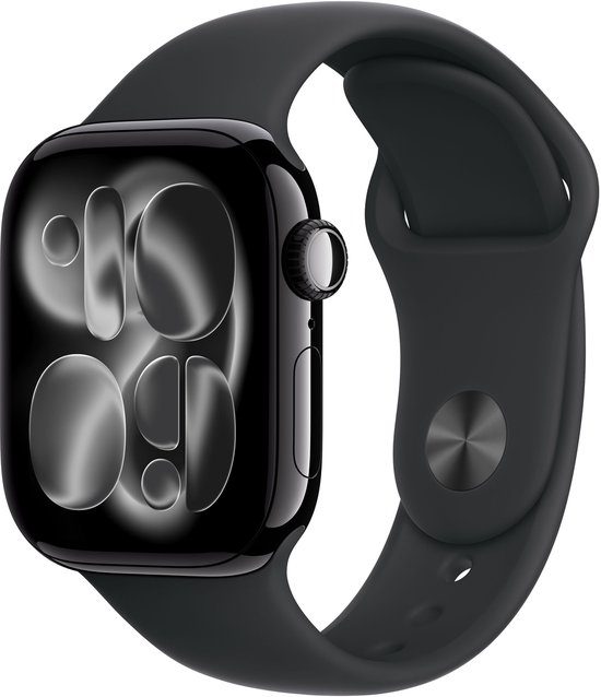 Apple Watch Series 11 GPS 42mm Jet Black Aluminium Case with Black Sport Band - M/L