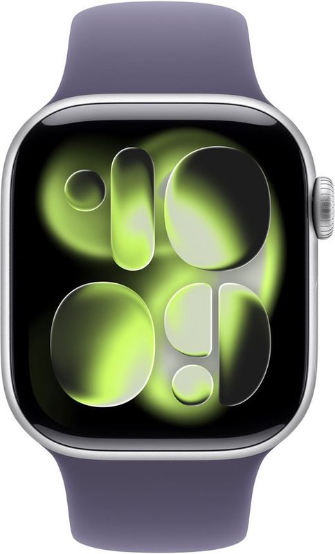 Apple Watch Series 11 GPS 42mm Silver Aluminium Case with Purple Fog Sport Band - S/M