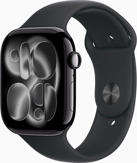 Apple Watch Series 11 GPS 46mm Jet Black Aluminium Case with Black Sport Band - M/L