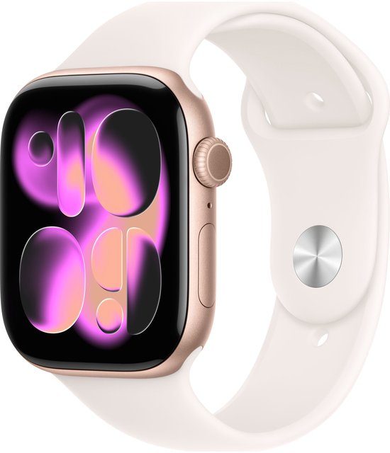 Apple Watch Series 11 GPS 46mm Rose Gold Aluminium Case with Light Blush Sport Band - M/L