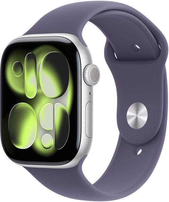 Apple Watch Series 11 GPS 46mm Silver Aluminium Case with Purple Fog Sport Band - S/M