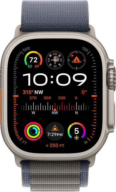 Apple Watch Ultra 2 GPS + Cellular, 49mm Titanium Case with Blue Alpine Loop - Large