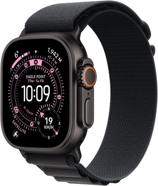 Apple Watch Ultra 3 GPS + Cellular 49mm Black Titanium Case with Black Alpine Loop - Large