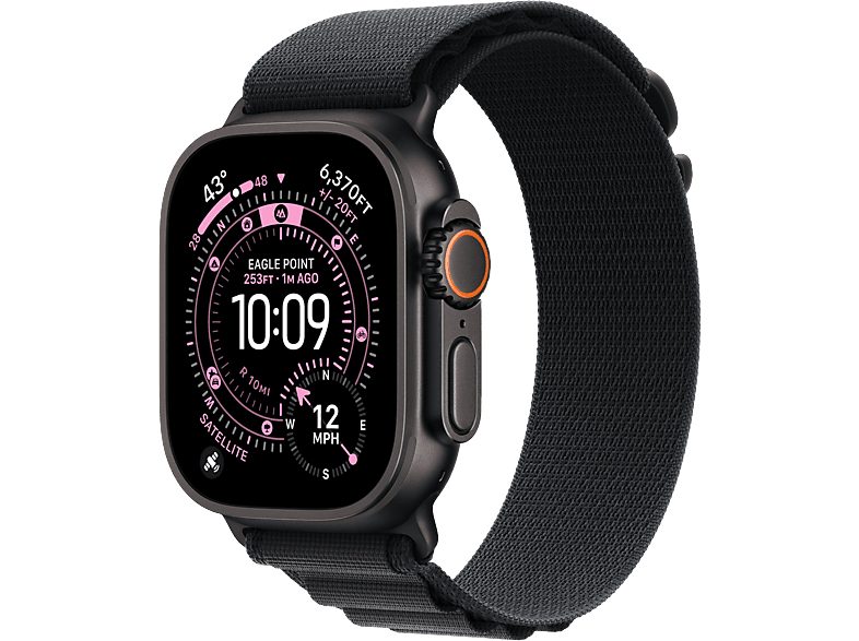 Apple Watch Ultra 3 GPS + Cellular 49mm Black Titanium Case with Black Alpine Loop - Medium