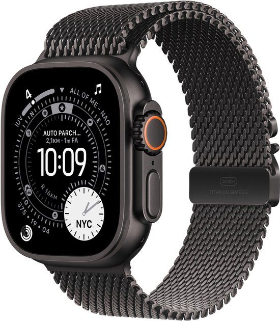 Apple Watch Ultra 3 GPS + Cellular 49mm Black Titanium Case with Black Titanium Milanese Loop - Small