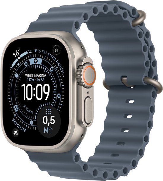 Apple Watch Ultra 3 GPS + Cellular 49mm Natural Titanium Case with Anchor Blue Ocean Band